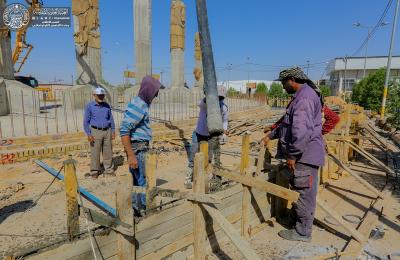 قسم الشؤون الهندسية يباشر العمل بمشروع إنشاء أماكن الوضوء وبناية النافورة في مدينة الإمام علي للزائرين
