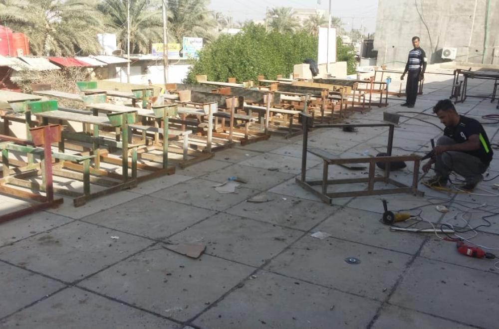 العتبة العلوية تعلن استمرارها برعاية حملة تأهيل المدارس في محافظة البصرة 