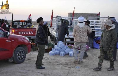 مبلغو العتبة العلوية يرافقون قافلة (حشد المرجعية) للدعم اللوجستي  للمرابطين على الحدود السورية