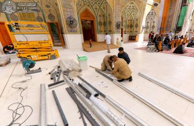 قسم الصيانة الهندسية في العتبة العلوية ينجز أعمال مدّ أنبوب جديد لنقل المياه الصالحة للشرب الى الصحن الحيدري الشريف