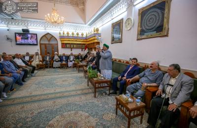 الأمين العام للعتبة العلوية المقدسة يستقبل نخبة من شيوخ ووجهاء عشائر النجف الأشرف ومسؤولي المؤسسة العليا للمواكب الحسينية