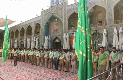 بالصور .. منتسبو العتبة العلوية يؤدون مراسم زيارة أمين الله في عيد الفطر المبارك