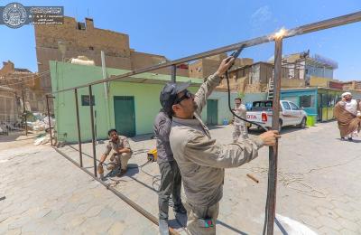 قسم الشؤون الهندسية والفنية في العتبة العلوية يباشر أعمال تأهيل وصيانة صحن الرسول الاعظم (صلى الله عليه وآله)