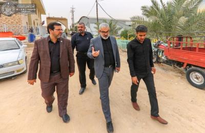 الأمين العام للعتبة العلوية المقدسة يتفقد مواقع خدمة الزائرين التابعة للعتبة في طريق (يا حسين) 