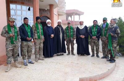 مبلغو لجنة الإرشاد في العتبة العلوية يتفقدون مقاتلي الحشد الشعبي في عدد من أقضية ونواحي الموصل
