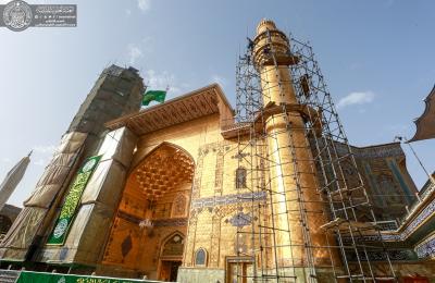 نسب إنجاز متقدمة في أعمال الصيانة والترميم والتذهيب في المنارة الجنوبية لصحن أمير المؤمنين (عليه السلام)   