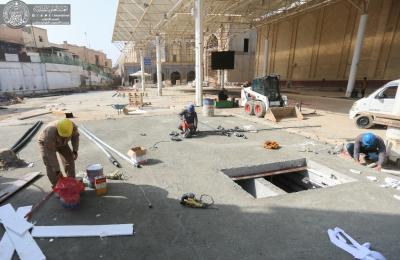 الكوادر الهندسية في العتبة العلوية تعلن عن نسب انجاز متقدمة في مشروع صحن الرسول "ص"  