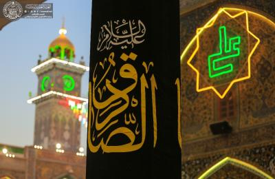 بالصور .. أرجاء المرقد العلوي الطاهر تتشح بالسواد إيذاناً بحلول ذكرى شهادة الإمام جعفر الصادق (ع)