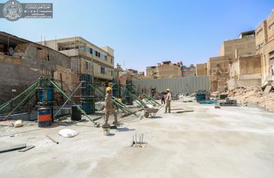 استمرار الأعمال في الجزء الأول من مشروع مجمع الصحيات رقم (1) بعد اكتمال صب الهيكل الكونكريتي 