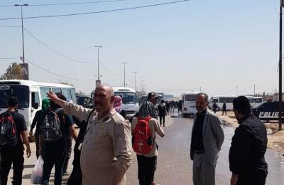قسم الآليات في العتبة العلوية يساهم في نقل وتفويج الزائرين بعد انتهاء مراسم زيارة الأربعين