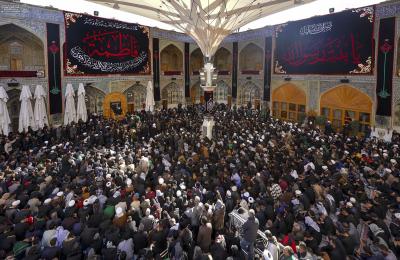 العتبة العلوية المقدسة تستقبل المسيرة الفاطمية ومواكب العزاء بذكرى شهادة السيدة الزهراء (ع)