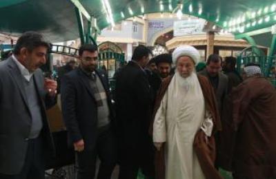 سماحة المرجع الديني آية الله العظمى الشيخ محمد إسحاق الفياض يتشرَّف بزيارة مرقد الامام أمير المؤمنين عليه السلام