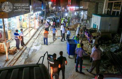 العتبة العلوية المقدسة تطلق حملة جديدة واسعة لتنظيف شوارع المدينة القديمة المؤدية الى المرقد العلوي الطاهر