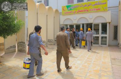 بعد حملتها لتأهيل مدارس المحافظة .. العتبة العلوية المقدسة تبدأ بحملة لتأهيل مستشفى الزهراء التعليمي في النجف الأشرف