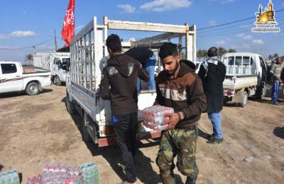 مبلغو العتبة العلوية يتفقدون مجاهدي الحشد في حزام بغداد ويقدمون الدعم اللوجستي وينقلون لهم سلام ودعاء المرجعية وتوجيهاتها السديدة