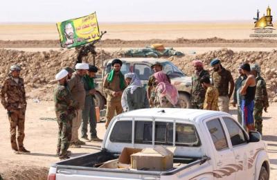مبلغو لجنة الإرشاد ينقلون سلام المرجعية والدعم اللوجستي إلى المقاتلين المرابطين بين ناحية تل عبطة وقضاء الحضر غربي الموصل