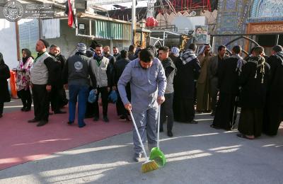 قسم الشؤون الخدمية في العتبة العلوية المقدسة يشارك في تقديم الخدمات في ذكرى شهادة الإمام الحسن العسكري(عليه السلام)