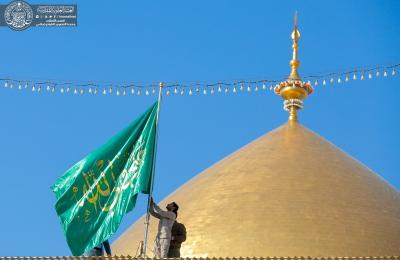 هيئة مواكب  الحسينية في العتبة العلوية ترفع معالم الحزن والسواد من أرجاء مرقد أمير المؤمنين (ع) لتجديد العهد للإمام المهدي (عجل الله فرجه ) بذكرى تتويجه أمام للمؤمنين 