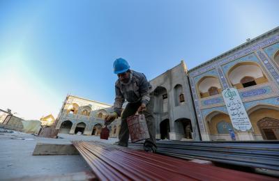 مراحل العمل والإنجاز في مشروع صحن فاطمة (عليها السلام) بالعتبة العلوية في تصاعد مستمر