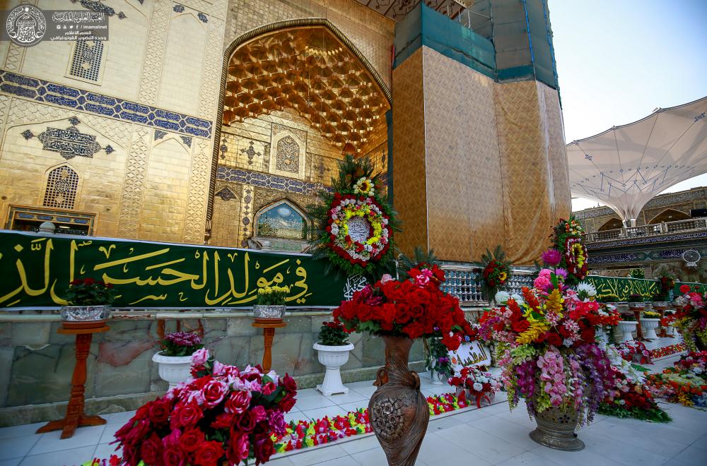 الصحن العلوي المطهر يزدان بأكثر من ستة آلاف زهرة بمناسبة ولادة سبط الرسول الأكرم (ص)الإمام الحسن المجتبى (ع) 