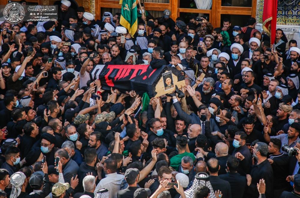 جانب من تشييع الخطيب الفقيد السيد جاسم الطويرجاوي ( رحمه الله تعالى ) من مرقد أمير المؤمنين(عليه السلام)