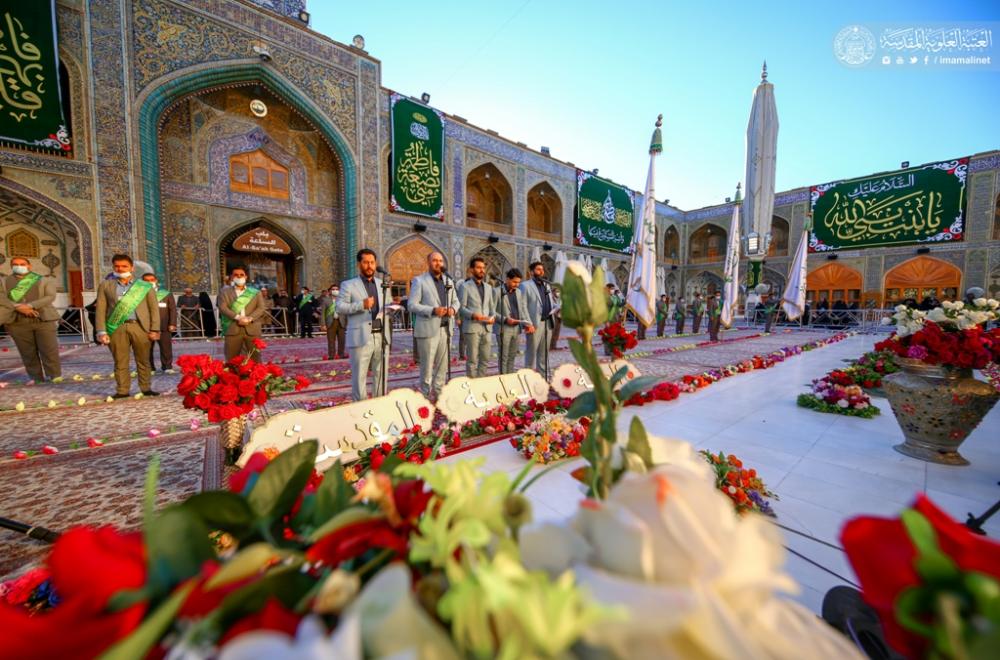 منتسبو العتبة العلوية يحيون المراسم السنوية للولادة الميمونة لسيدة نساء العالمين الزهراء فاطمة (عليها السلام)