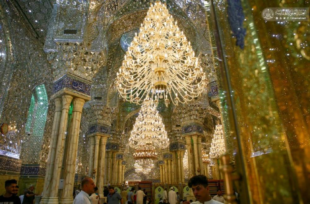 قسم الكهرباء في العتبة العلوية المقدسة ... حملة لتبديل مصابيح ثريات الحرم العلوي المطهر – صور -