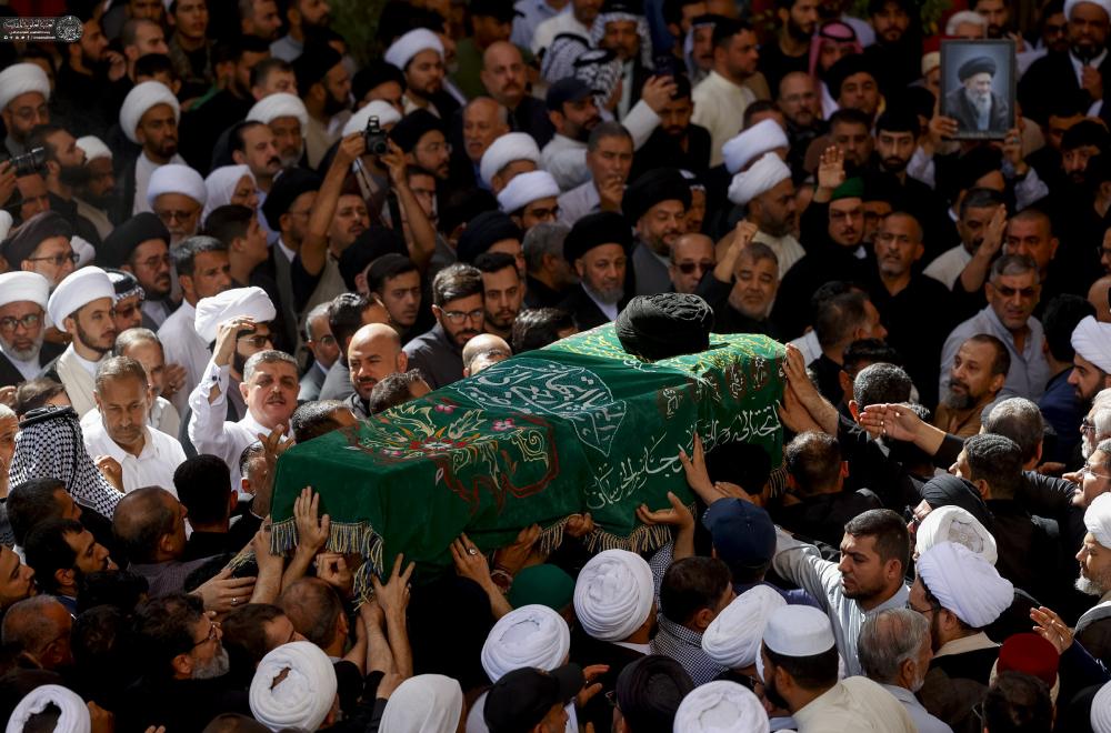 تشييع مهيب لجثمان آية الله المحقق الكبير سماحة السيد محمد مهدي الخرسان في مرقد أمير المؤمنين (عليه السلام) 