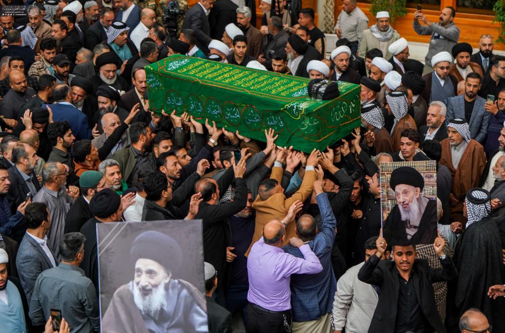 تشييعُ وَدفنُ جُثمانِ العَلّامَةِ سماحةِ السيد علي البعّاج في مرقدِ أميرِ المؤمنينَ (عليه السلام). 