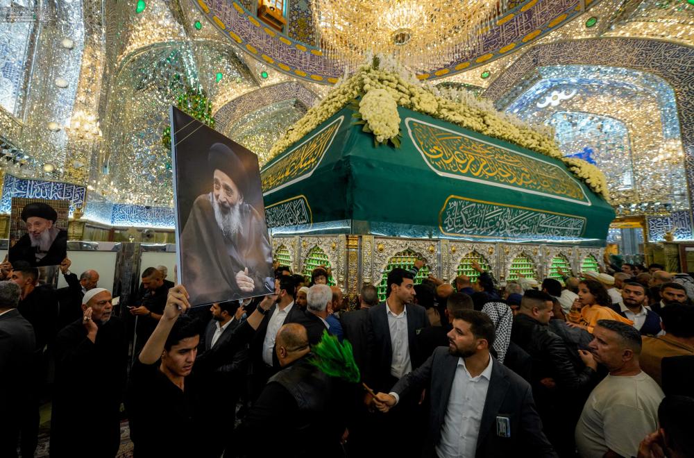 تشييعُ وَدفنُ جُثمانِ العَلّامَةِ سماحةِ السيد علي البعّاج في مرقدِ أميرِ المؤمنينَ (عليه السلام). 