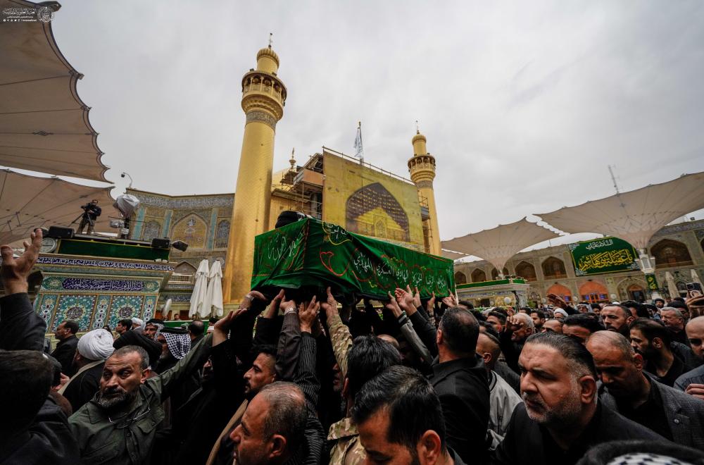 تشييعُ وَدفنُ جُثمانِ العَلّامَةِ سماحةِ السيد علي البعّاج في مرقدِ أميرِ المؤمنينَ (عليه السلام). 