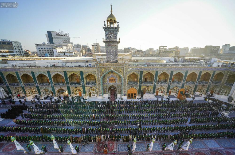 العتبة العلويّة المقدّسة تعلن انطلاق احتفالات أسبوع ولادة أمير المؤمنين(ع) برفع راية (يا وليد الكعبة) في الصحن الشريف