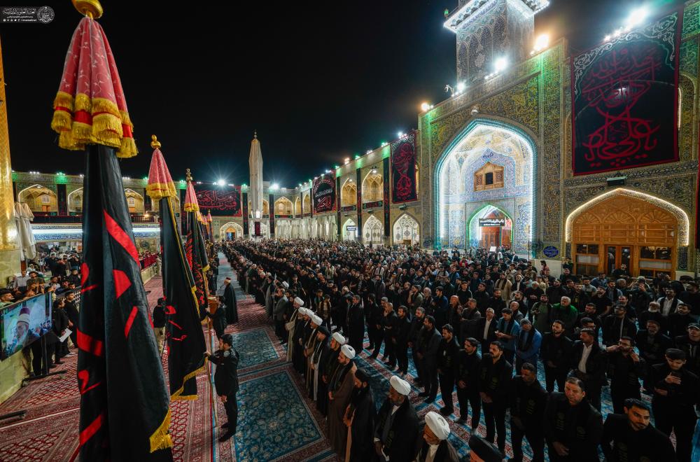 الأمانة العامة للعتبة العلوية المقدسة تُقيم مراسم رفع راية الحزن والحداد إحياءً لذكرى استشهاد المولى أمير المؤمنين (ع)