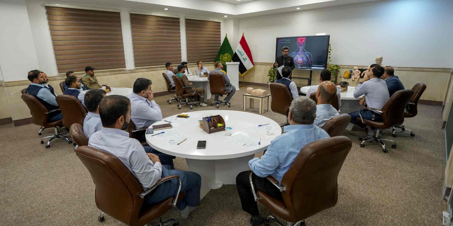 شعبة الدراسات والتطوير تقيم ورشة تدريبية خاصة بالإسعافات الأولية لخدام العتبة العلوية المقدسة 