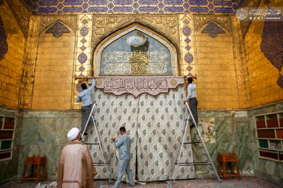 العتبة العلوية المقدسة تستقبل ولادة الإمام الحسن الزكي (عليه السلام) بنشر مظاهر الزينة في الصحن الشريف + صور
