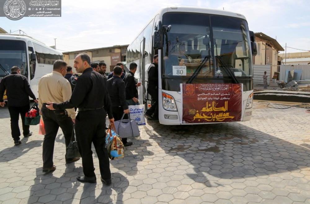 موكب العتبة العلوية المقدسة لخدمة زائري ذكرى شهادة الإمام الكاظم(عليه السلام) يصل إلى بغداد