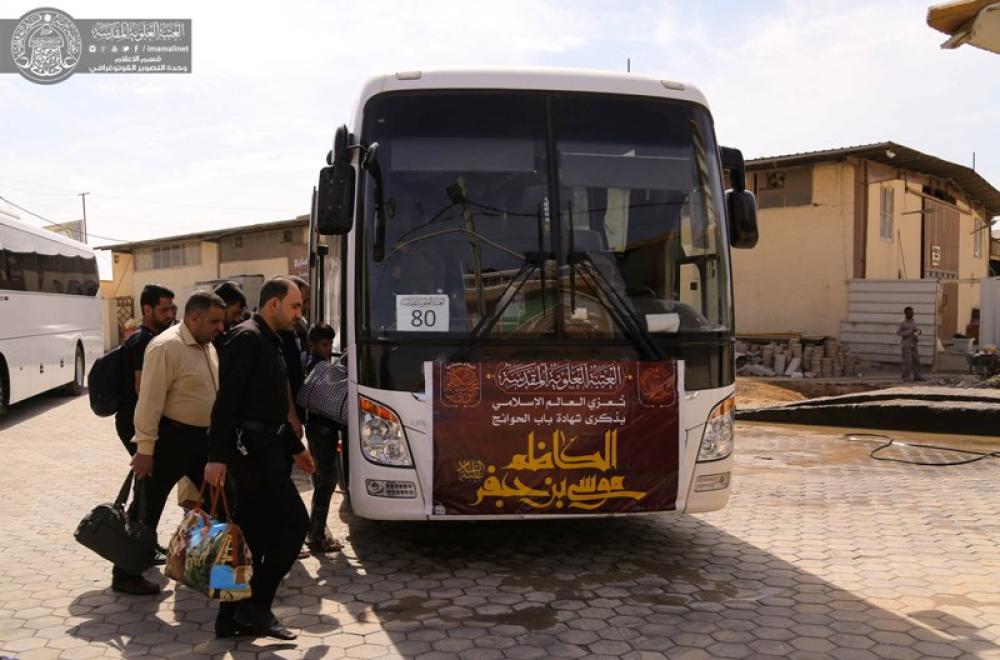 موكب العتبة العلوية المقدسة لخدمة زائري ذكرى شهادة الإمام الكاظم(عليه السلام) يصل إلى بغداد