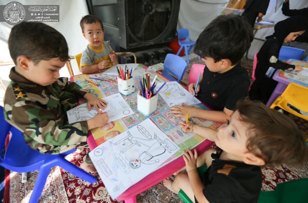 مركز المحسن لثقافة الأطفال في العتبة العلوية ينفذ فعاليات ثقافية لخدمة الأطفال السائرين على طريق (يا حسين)