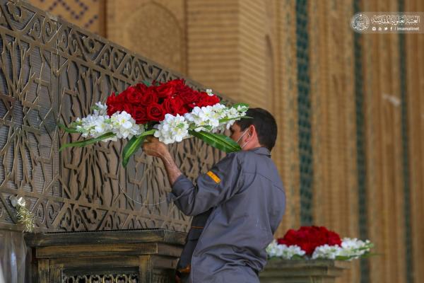 العتبة العلوية المقدسة ... نشر باقات الورود ضمن الاستعدادات الجارية للاحتفال بعيد الغدير الأغر