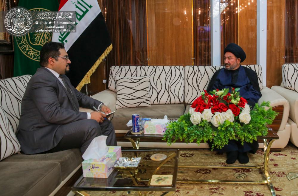 الأمين العام للعتبة العلوية المقدسة يستقبل مستشار التجارة والاستثمار في السفارة البريطانية في  العراق