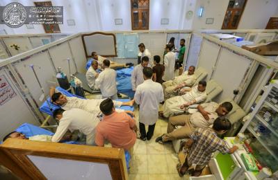 مفرزة العتبة العلوية الطبية تشهد توافد المئات للتبرع بالدم لدعم جرحى الحشد المقدس