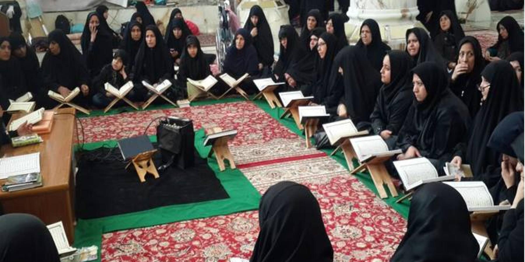 شعبة القرآن الكريم النسوية في العتبة العلوية تقدم خدماتها القرآنية لزائرات الأربعين