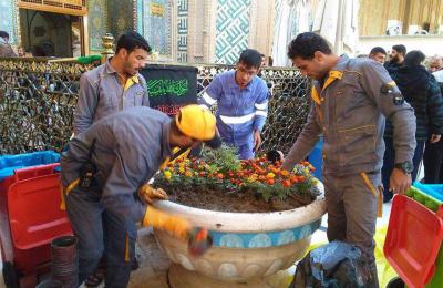 قسم الخدمات الخارجية ينشر أكثر مـــن6000 شتلة من الأزهار بمناسبة تتويج الإمام المهدي ومولد الرسول الأعظم