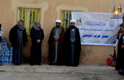 العتبة العلوية تفتتح محور دعم للمجاهدين وموكب لتجهيز وجبات الطعام في تل عبطة غرب الموصل 