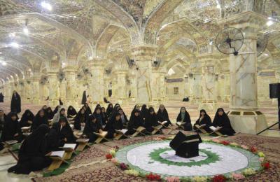 شعبة القرآن الكريم النسوية في العتبة العلوية تقيم مناظرة قرآنية مع رابطة الكوثر القرآنية الإيرانية